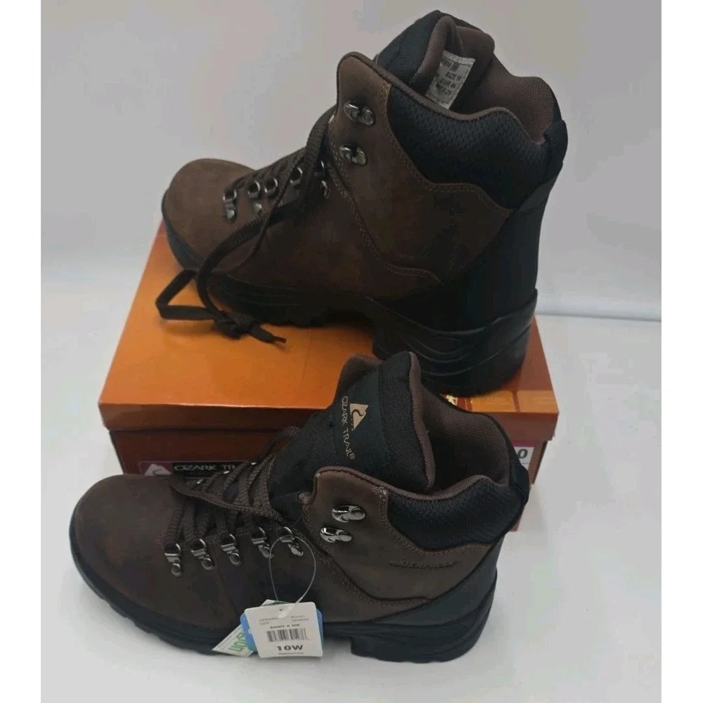 Mens Brown Leather Sneakers Size 10 W Ozark Trail Hiking Shoes NEW